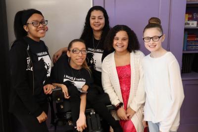 From left to right: Jasmine Black, LaRyzza Cardoza, Shayla Tavares, Perisa Tavares, and Deandra Westberg pose for a photo.