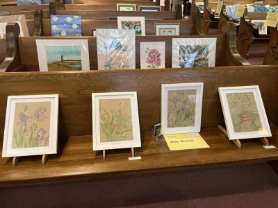 Herby Thompson drew these flowers which grew in the Wesley UMC churchyard. His and other’s works were on display at the Wesley United Methodist Church art show on Saturday, Oct. 22. Photo by Wes Cipolla