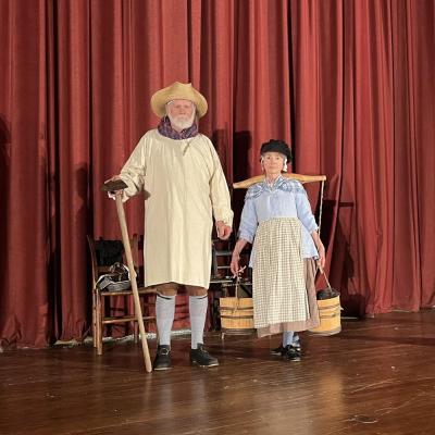 Farmstead fashionistas: Malcolm Phinney and his wife Catherine portray John and Mary Galt, Malcolm’s seventh great-grandparents.
