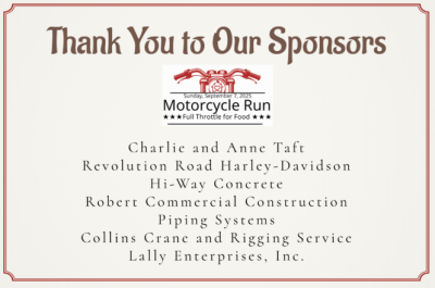 Damien’s Pantry, Motorcycle Run, Sponsors