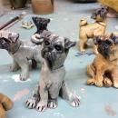 Ceramic sculpture, Mudstone studios, clay figures, dogs