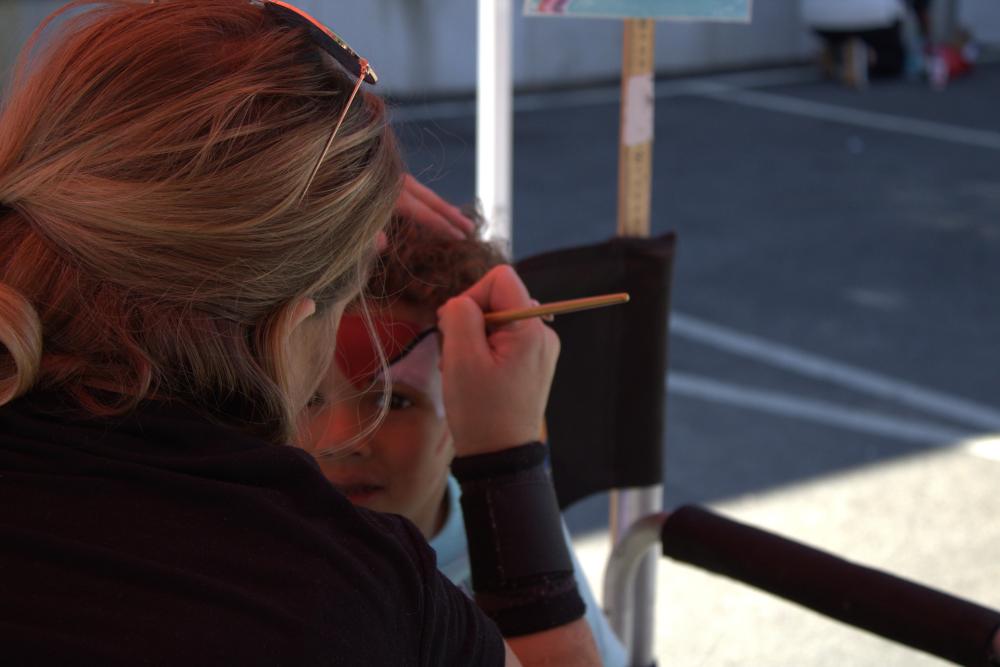 Spiderman in the making, Legend Gonzales gets his face painted