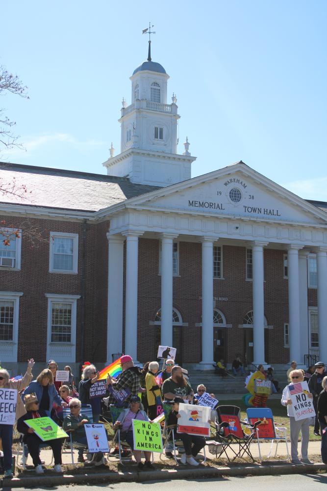 Town Hall stands tall behind the protests. Town Hall stands tall behind the protests.