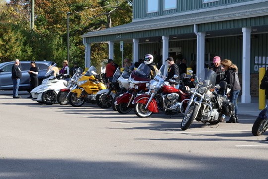 Riders gathered outside the pantry ready for their trip. Photo source: Damien's Food Pantr