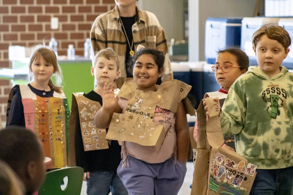 From the left, Kara Reitsma, Axel Preston, Mriona Ayoub (waving) Victoria Perry and Wyatt Levesque show a 100 ways to celebrate. Photos by Brandy Muz