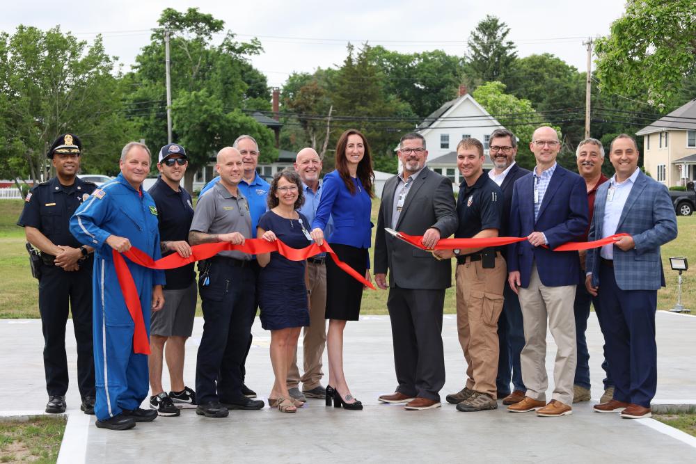 Ribbon cutting at helipad