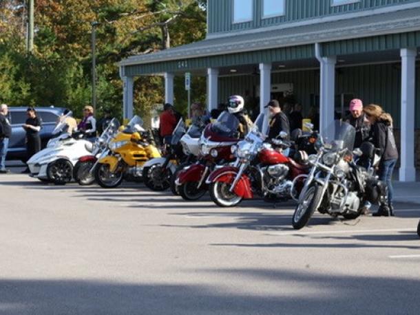 Riders gathered outside the pantry ready for their trip. Photo source: Damien's Food Pantr