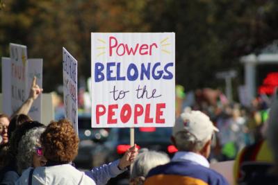 One of many signs that were held high during the protest. Photos by Brandy Muz