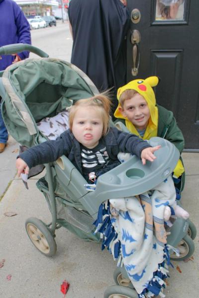 Worlds collide as skeleton Alora Fortes and Pikachu Noah Brown pose for a photo. Worlds collide as skeleton Alora Fortes and Pikachu Noah Brown pose for a photo.