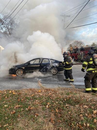  The car was a 2017 Ford Fusion. Photo Source: Wareham Fire Department