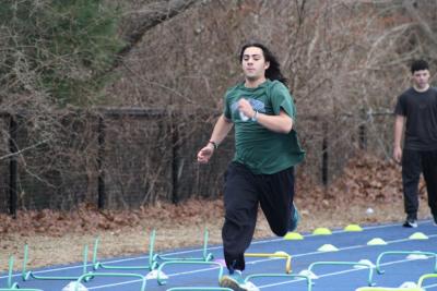 Chris Perrotta barrels down the track.