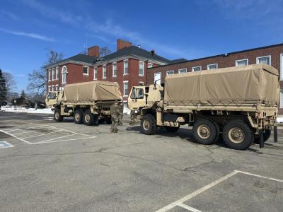 National Guard trucks outside the Multi-Service center. Photos source: Calib LaRue.