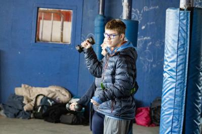Michael Clements shows off his lifting skills.