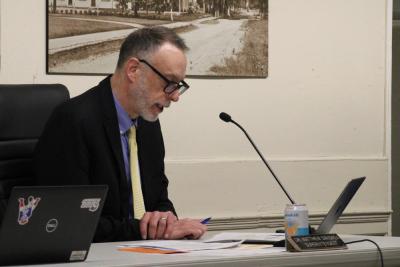 Superintendent Matt D’Andrea added his snow day address to the 48 hour businesses section of the Thursday, March 6 School Committee meeting. Photo by Brandy Muz