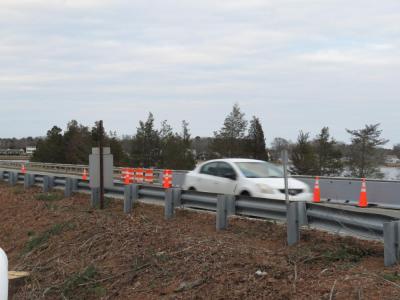 A car crosses from Wareham into Marion on the Route 6 bridge. Photos by Grace Roche
