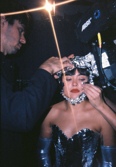 Lawson getting aluminum-foiled during the bands film day.