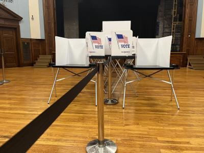 Empty voting booths in Town Hall following the election. Photo by Brandy Muz