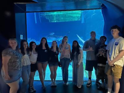 The group at the aquarium. 