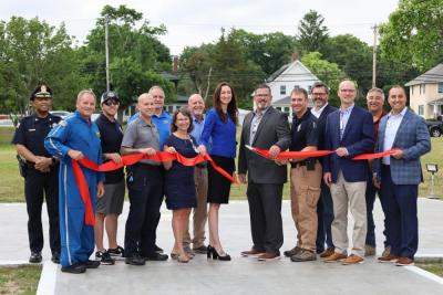 Ribbon cutting at helipad