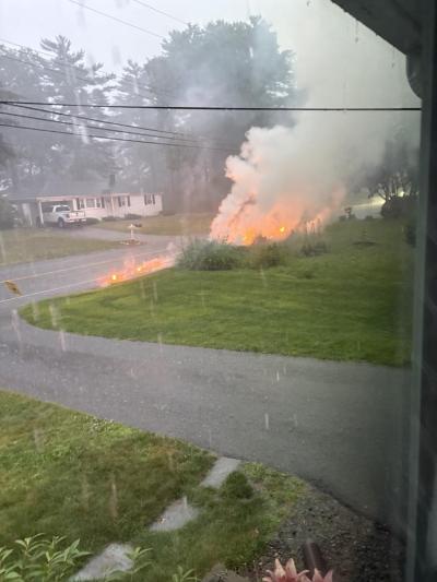 Fire along road.