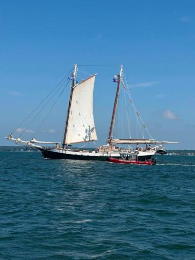 Wareham Fire assists a tall ship making its way through the Cape Cod Canal. Source: Wareham Fire Department