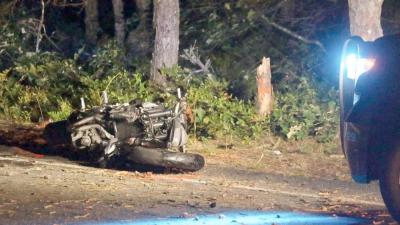 The motorcycle following the accident. Photo by David Curran