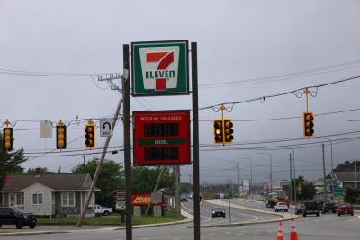 A sign displayed no gas prices at the station around noon. 