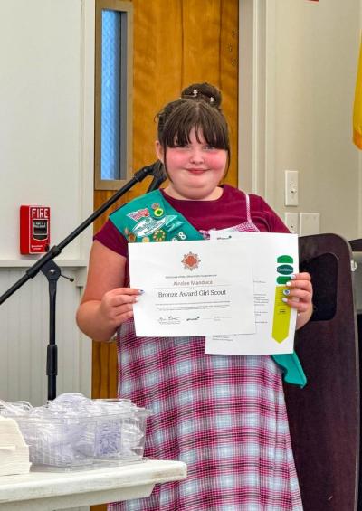Ainslee received her Bronze Award at an Oct. 10 ceremony.