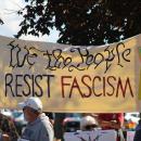 Signs of all sizes were waved as the crowd sang songs together.