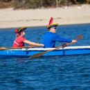 From left: Trish Halpin, Olwen Huxley and Malcolm Child brave the bay as pirates. none