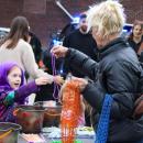 The Wareham Village Association hands out beads.