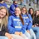 A group of Wareham fans in the stands donned in blue and white.
