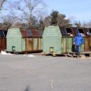 The large recycling bins that get hauled away.