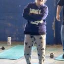 Madi Kisielius is all giggles during her warm-ups.