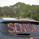 A car decorated to celebrate. 