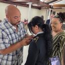 Randolph was pinned by her parents during the ceremony. 
