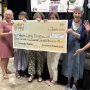 Organizers hold up a big check for the funds they raised. From left to right: Eliese Catarius, Karen Hong, Kerry Mello, Elisa Heard, Priscilla Porter, Tricia Norton. Source: Wareham Library Foundation