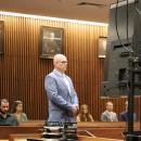 Selectman Jared Chadwick stands in the courtroom on Thursday, July 9. Photos by Nick Mossman