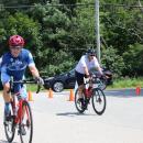 This rider gave onlookers a thumbs up while passing by. 