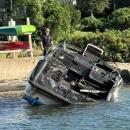 The boat after the fire was extinguished. Photo source: Wareham Department of Natural Resources