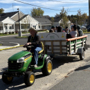 Getting ready for a scavenger hunt hayride.