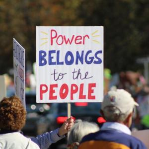 One of many signs that were held high during the protest. Photos by Brandy Muz