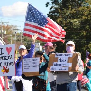 The American flag was a common sight.