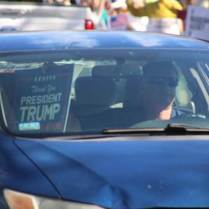 Opposing protestors also use vehicles as a way to show support.