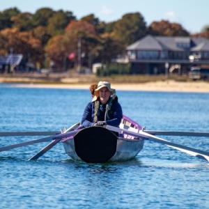 Joe Keegan of the Boston Irish Rowing Club waits for the race to start. none