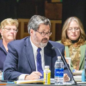 Town Administrator Derek Sullivan explains one of the items from the agenda. Photo by Bobby Grady none