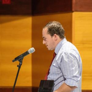 Director of Planning and Community Development Josh Faherty 
discusses his proposal to make Wareham MBTA Community Act compliant. Photo by Bobby Grady none