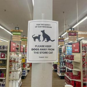 One of many signs around the store.