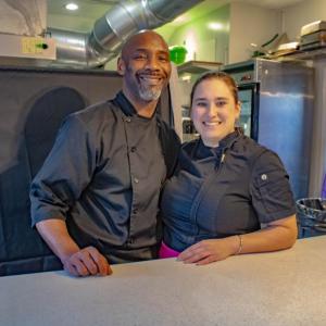 Terron Jackson and Elise Zarcaro at the counter inside the business. Photos by Brandy Muz