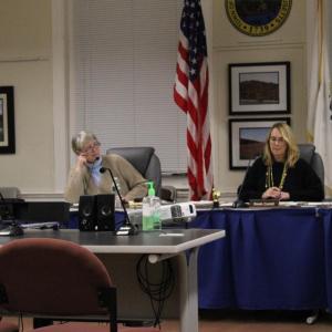 Chair Judith Whiteside and member Sarah Corbitt at the Tuesday, Feb. 17 meeting. Photo by Brandy Muz
